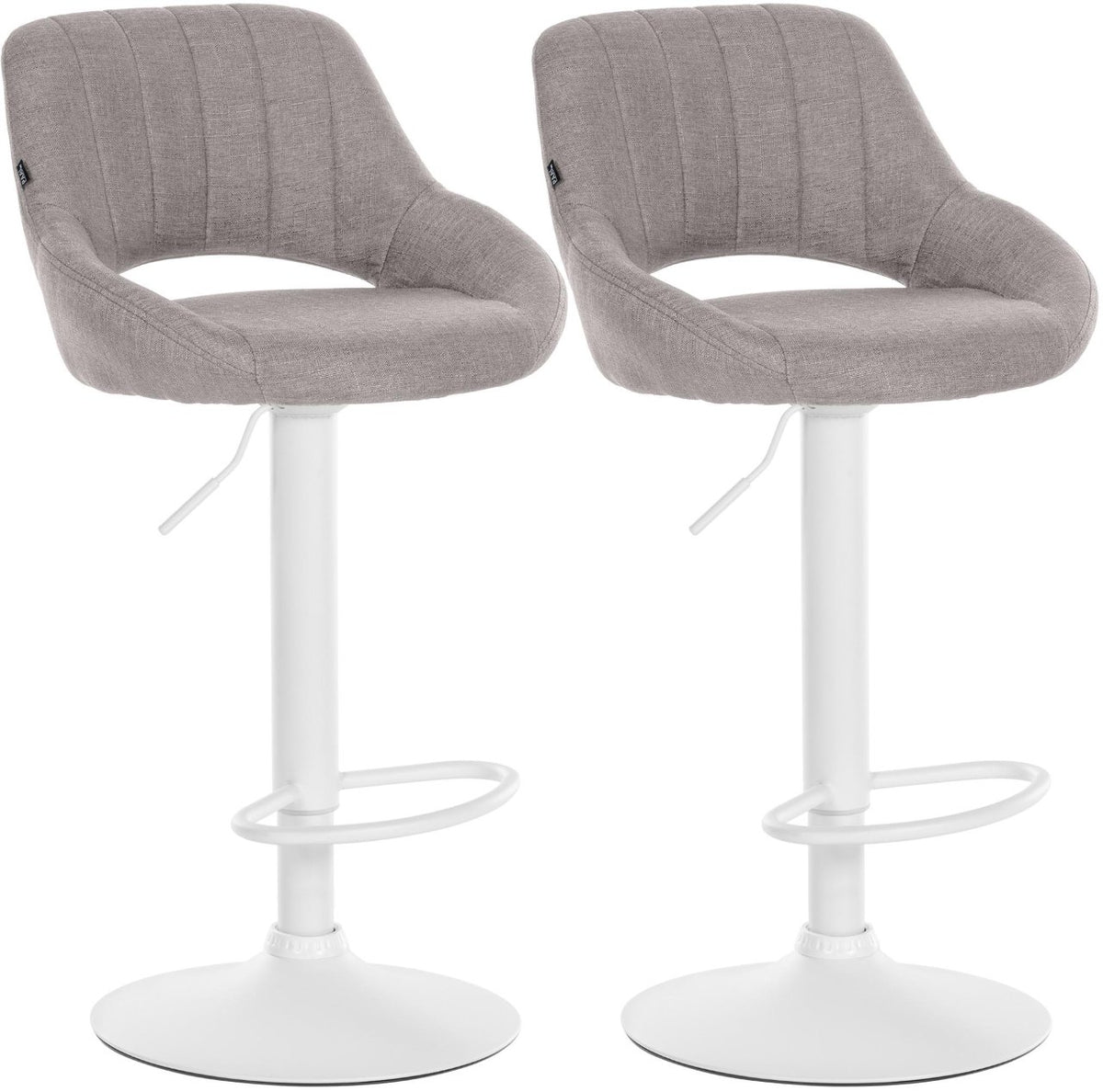Set van 2 barkrukken Milet stof grijs,Metaal mat wit grau