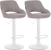 Set van 2 barkrukken Milet stof grijs,Metaal mat wit grau