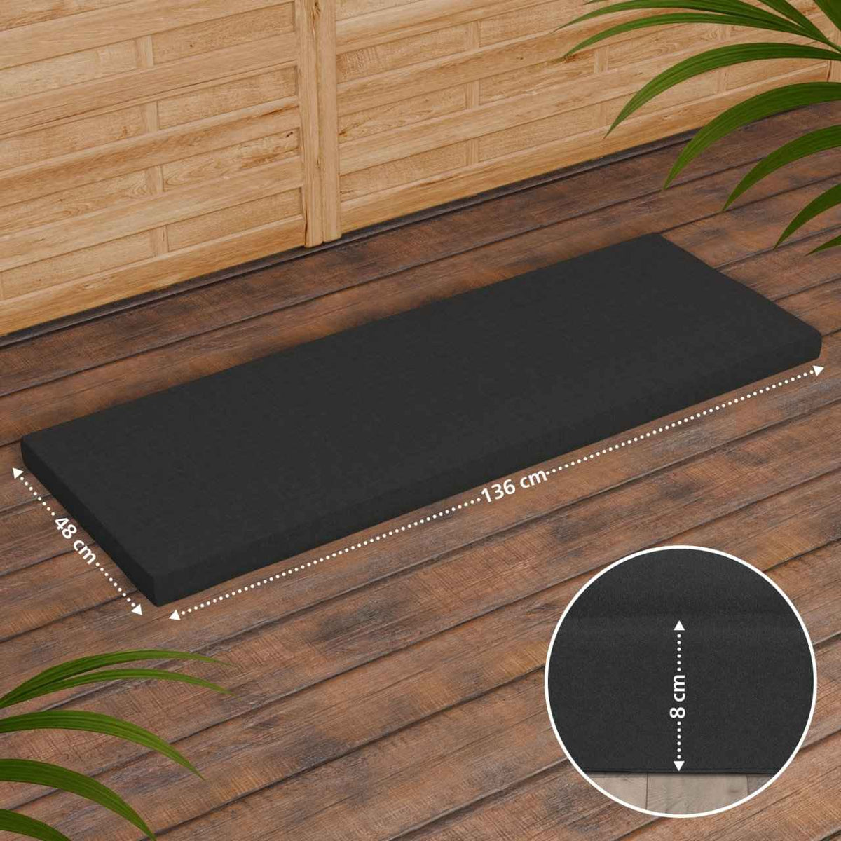 Teakbank Daxon mit Sitzkissen 150 cm dunkelgrau