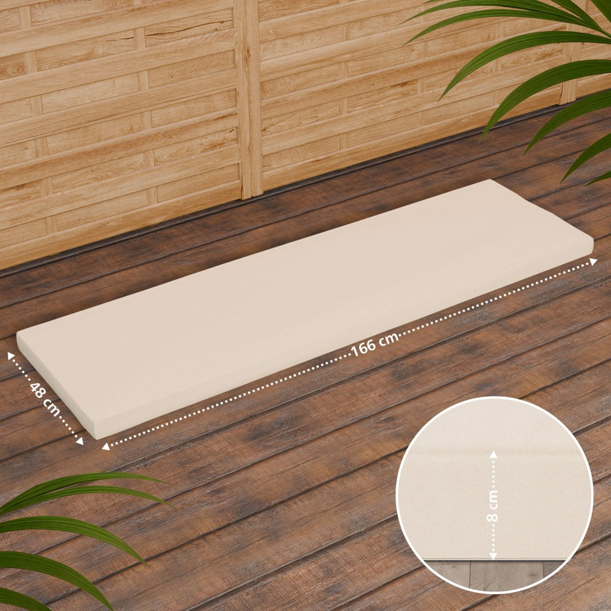Teakbank Daxon mit Sitzkissen 180 cm creme