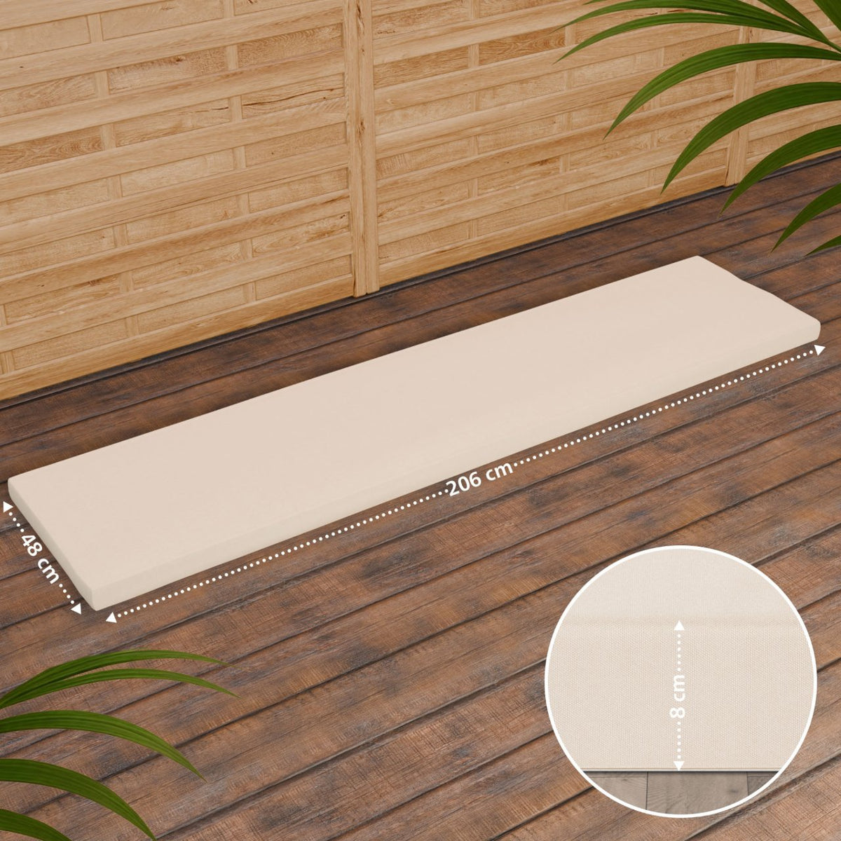 Teakbank Daxon mit Sitzkissen 220 cm creme