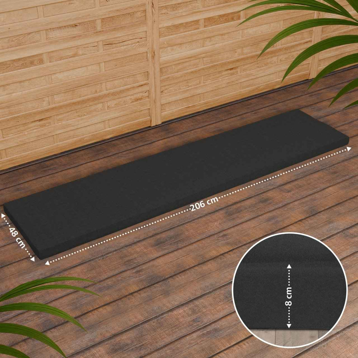 Teakbank Daxon mit Sitzkissen 220 cm dunkelgrau