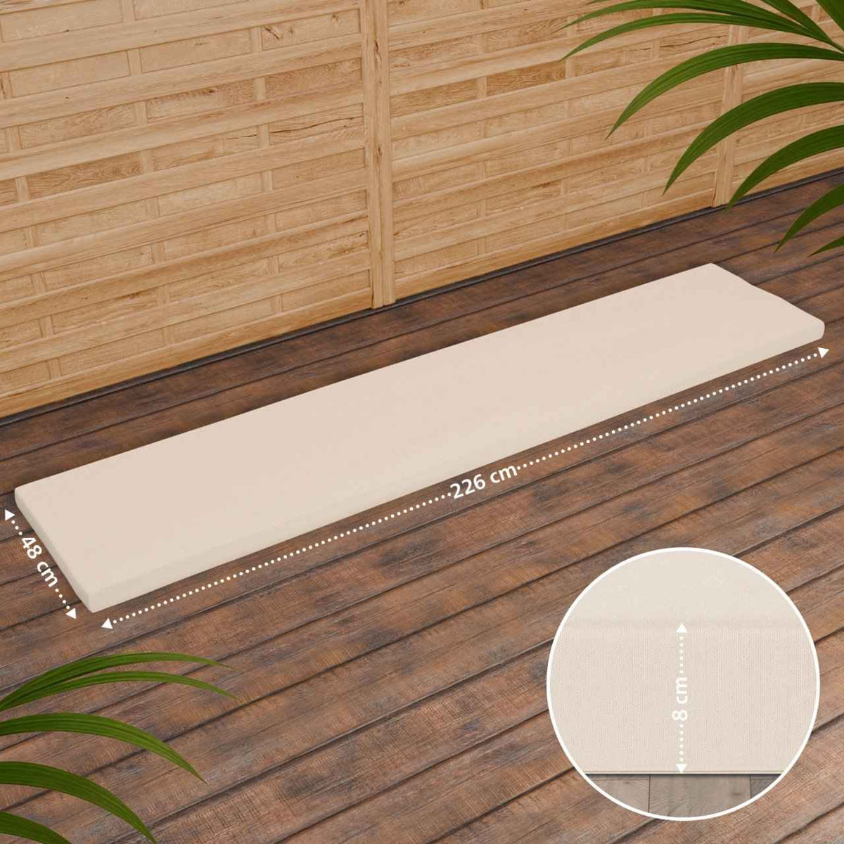 Teakbank Daxon mit Sitzkissen 240 cm creme