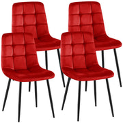 Set van 4 Eetkamerstoelen Antibes Fluweel rood rot
