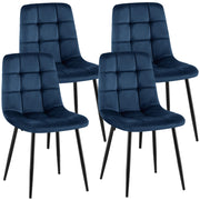Set van 4 Eetkamerstoelen Antibes Fluweel donkerblauw dunkelblau