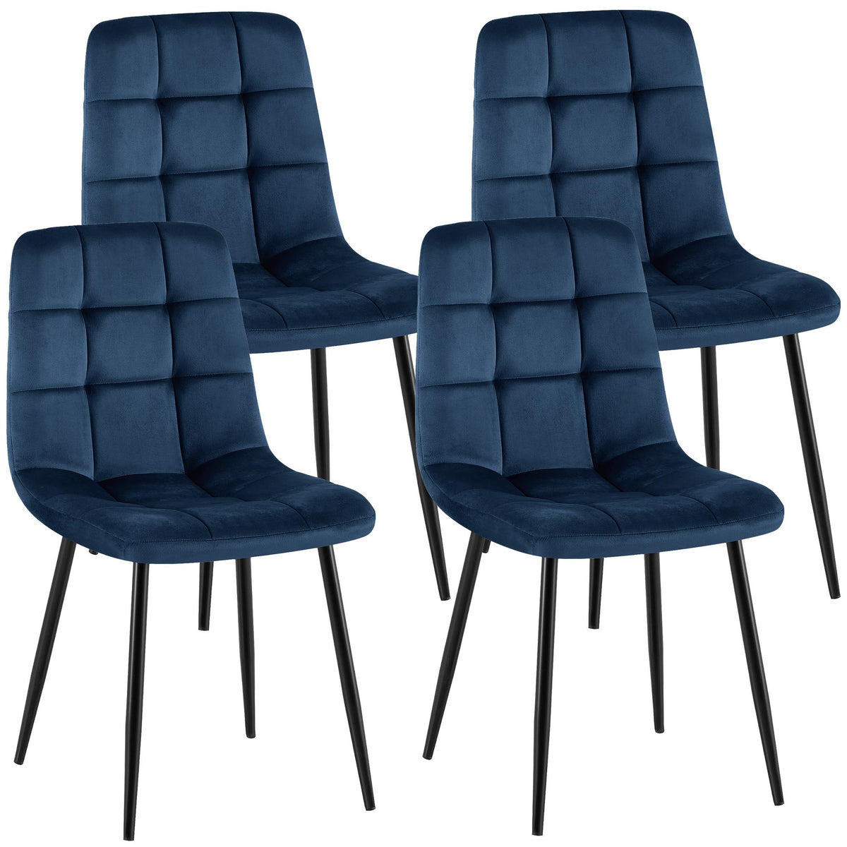 Set van 4 Eetkamerstoelen Antibes Fluweel donkerblauw dunkelblau