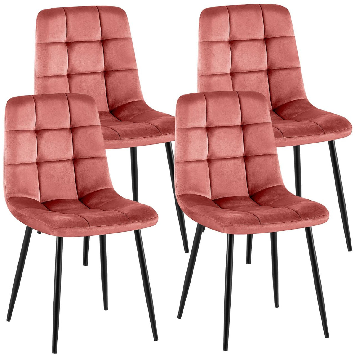 Set van 4 Eetkamerstoelen Antibes Fluweel rosa rosa