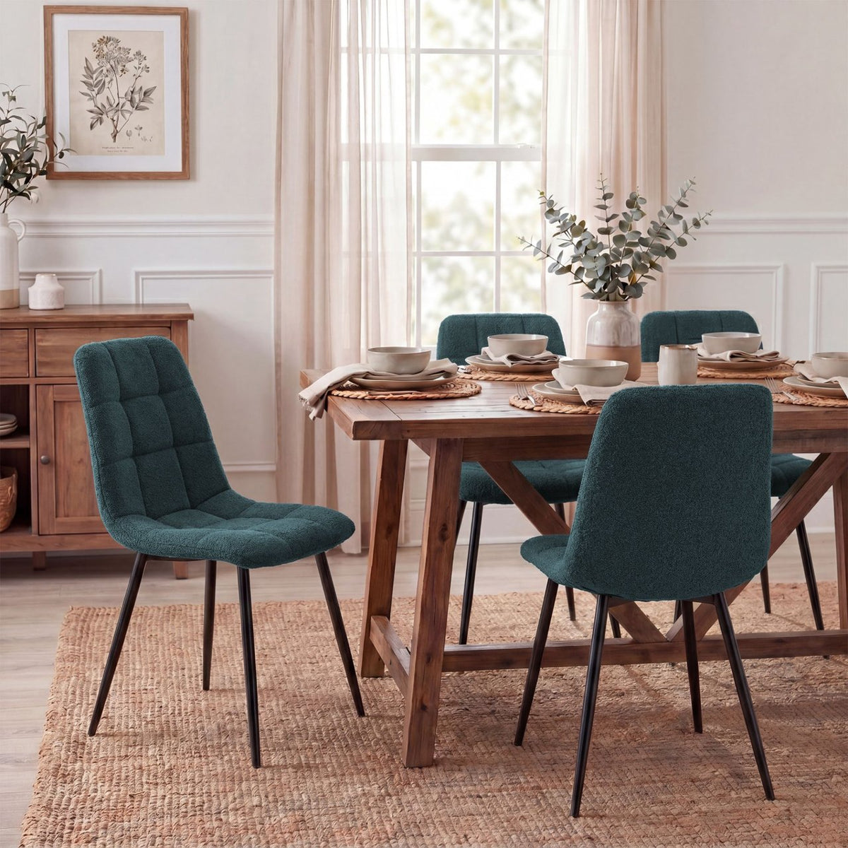 Eetkamerstoel Antibes Teddystof blauw blau