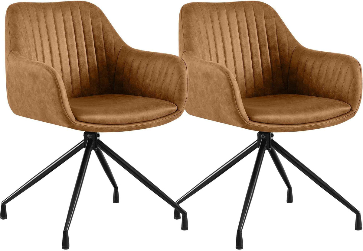 Set van 2 eetkamerstoelen Welby licht bruin,Vintage kunstleer hellbraun
