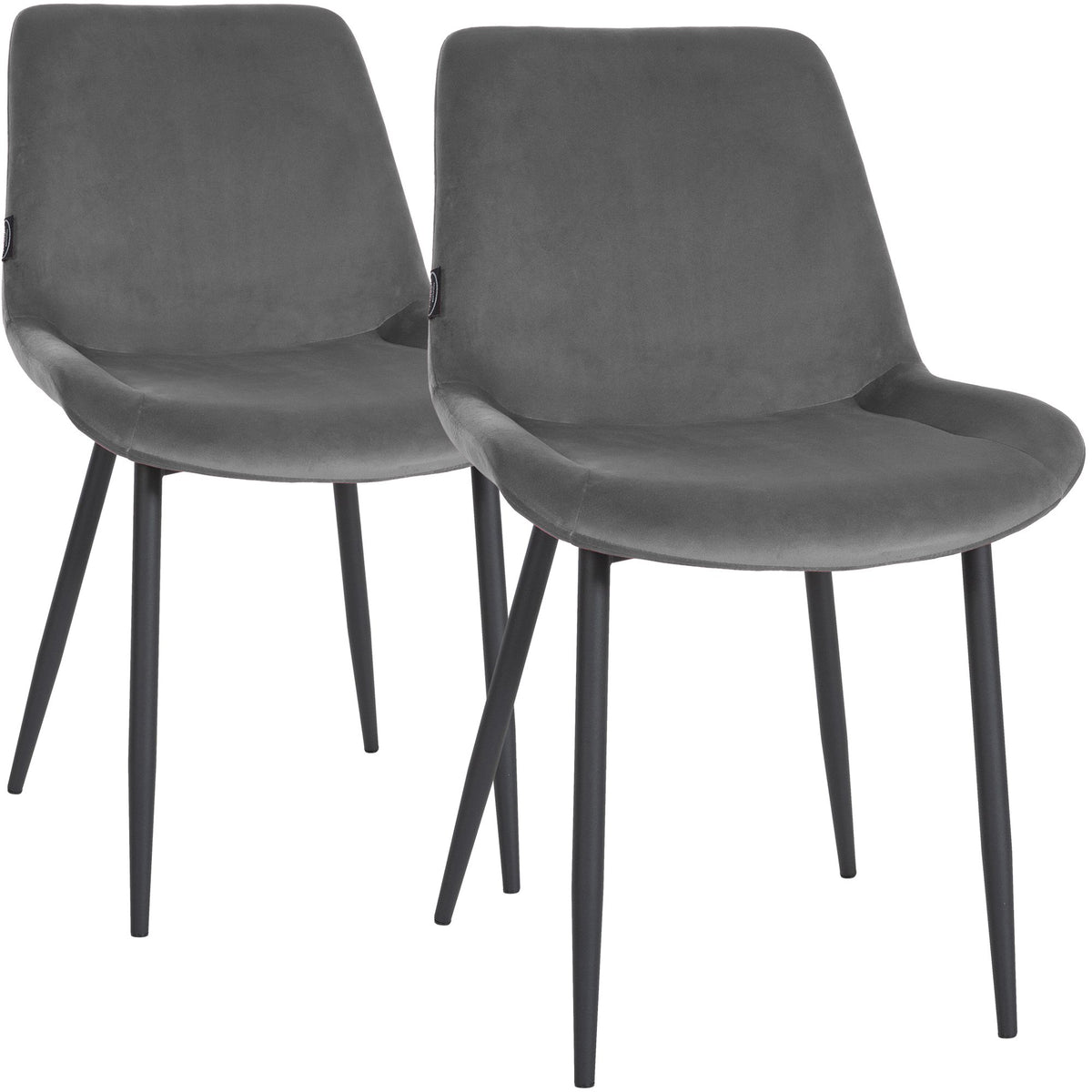 Set van 2 eetkamerstoelen Victoria fluweel grijs grau