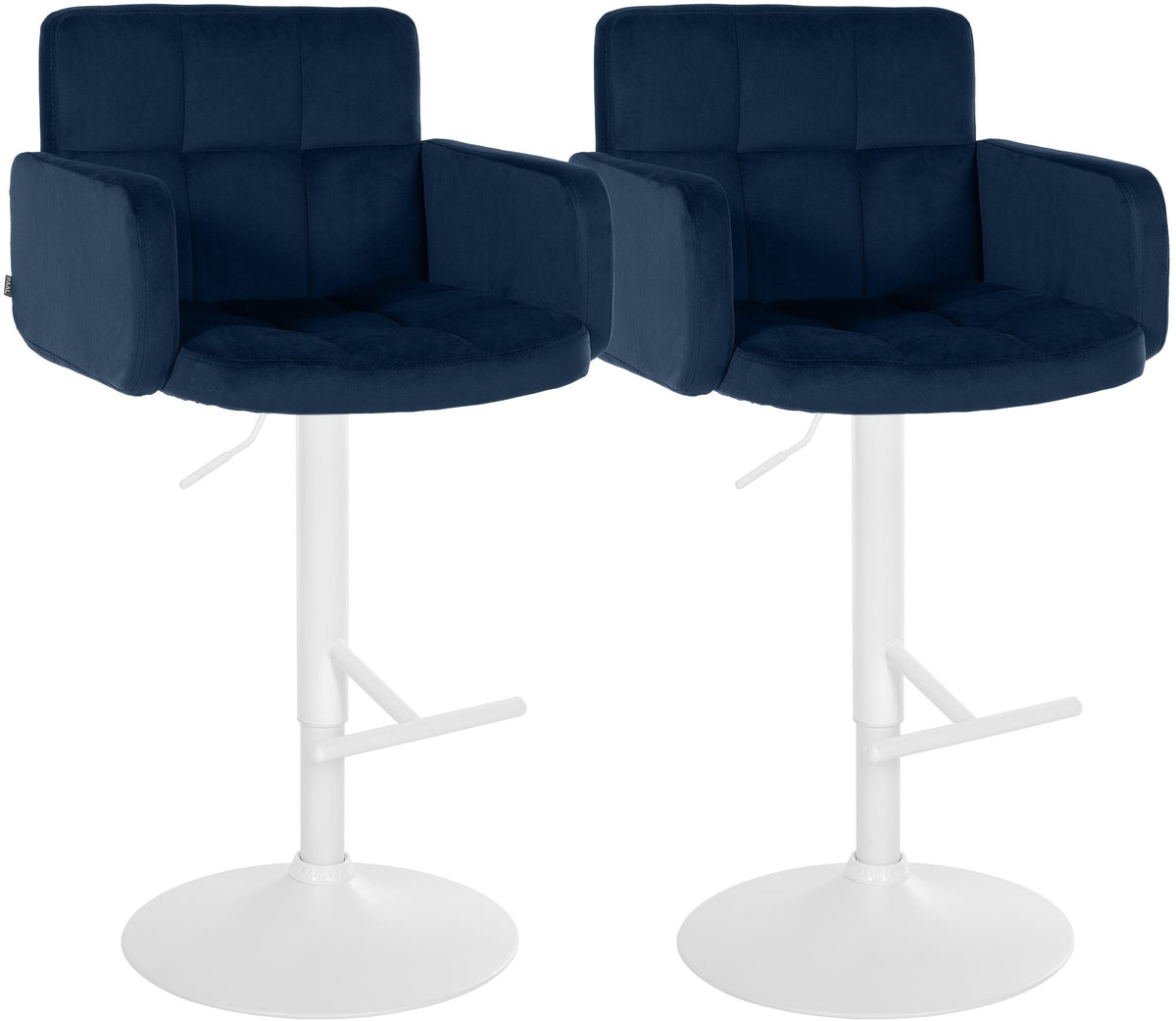 2er Set barkrukken Los Angeles fluweel blauw,wit blau