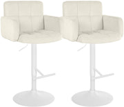 2er Set barkrukken Los Angeles fluweel creme,wit creme