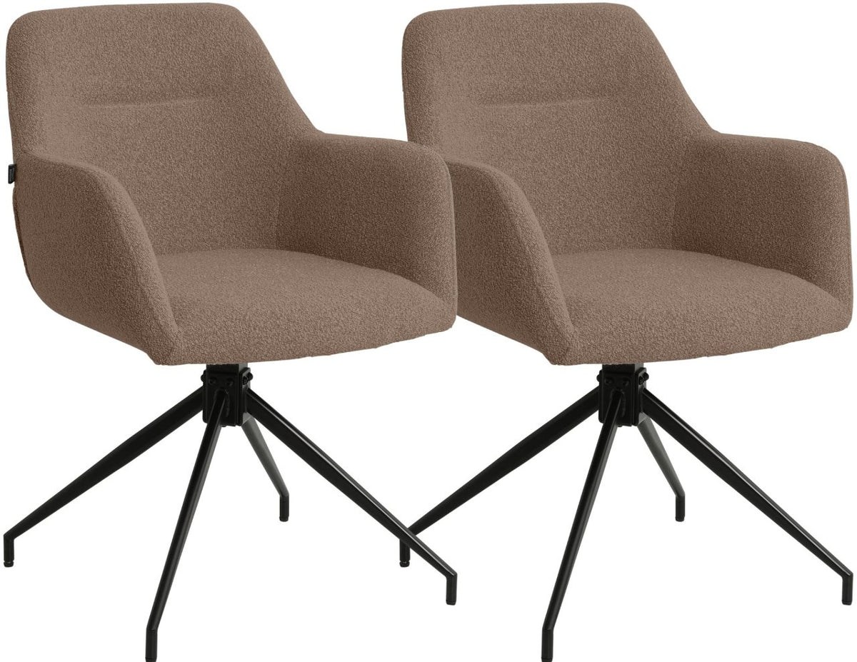 Set van 2 Eetkamerstoelen Merlinda met teddy stof bruin braun