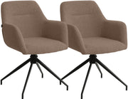 Set van 2 Eetkamerstoelen Merlinda met teddy stof bruin braun