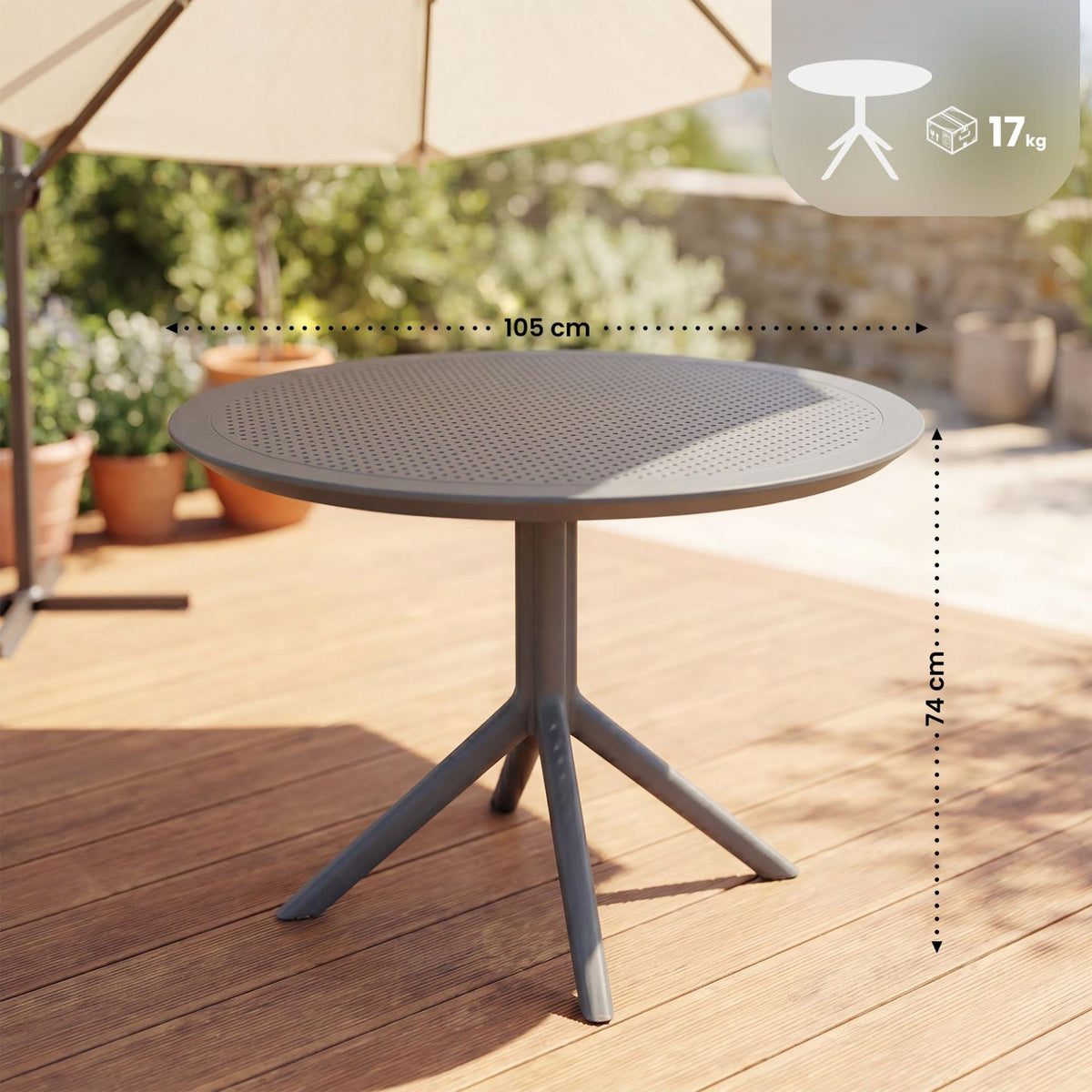 Tafel Sky 105 cm donkergrijs dunkelgrau
