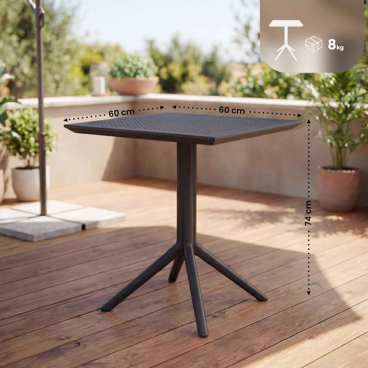 Klaptafel Sky zwart,vierkant schwarz