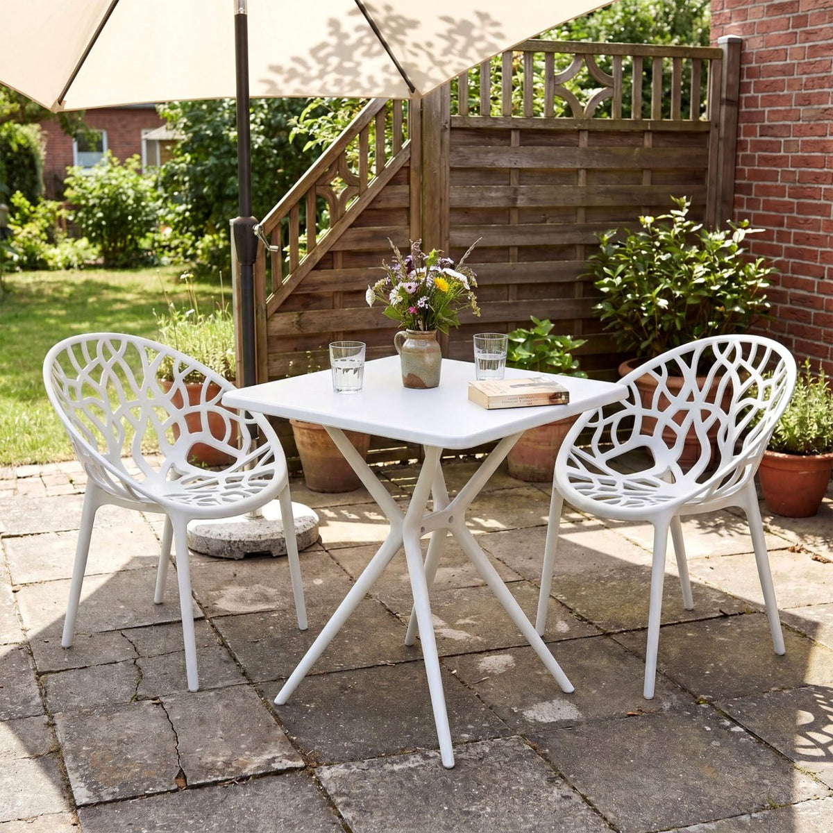 Tuinmeubelset Lumera met 2 stoelen wit weiß
