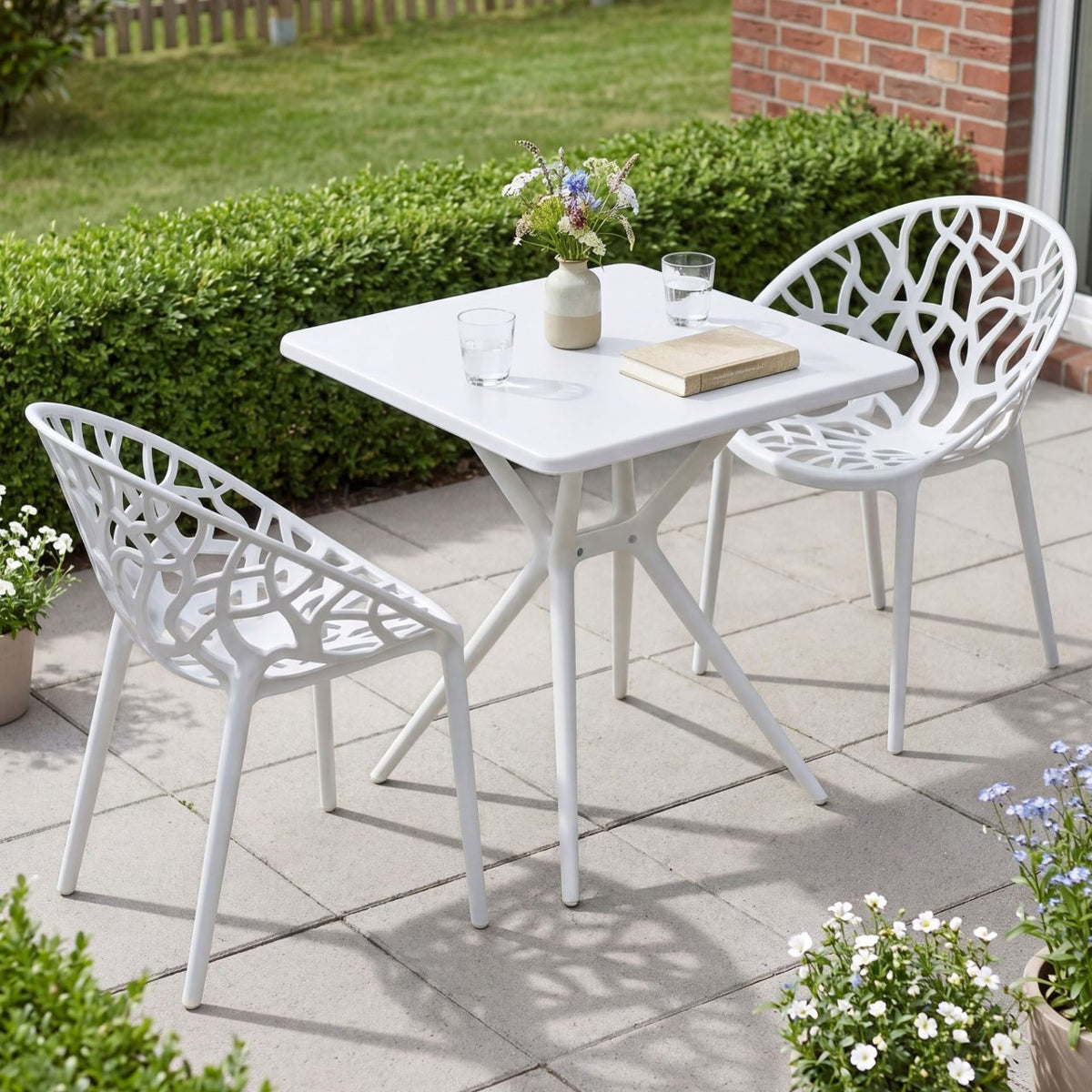 Tuinmeubelset Lumera met 2 stoelen wit weiß
