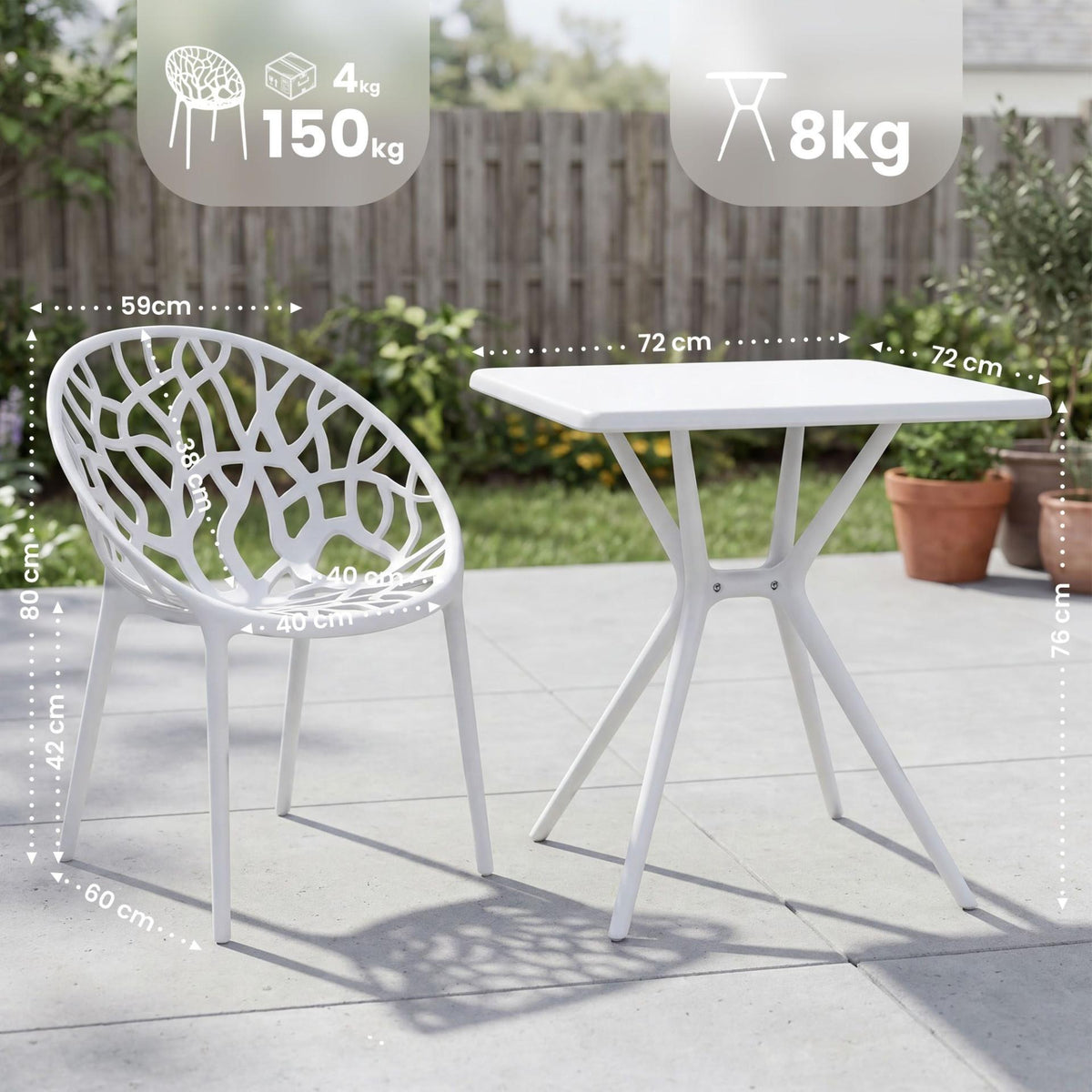 Tuinmeubelset Lumera met 2 stoelen wit weiß