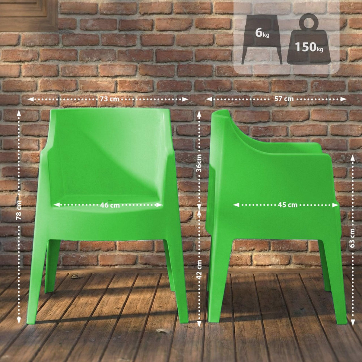 Set van 4 tuinstoelen Bartal groen grün