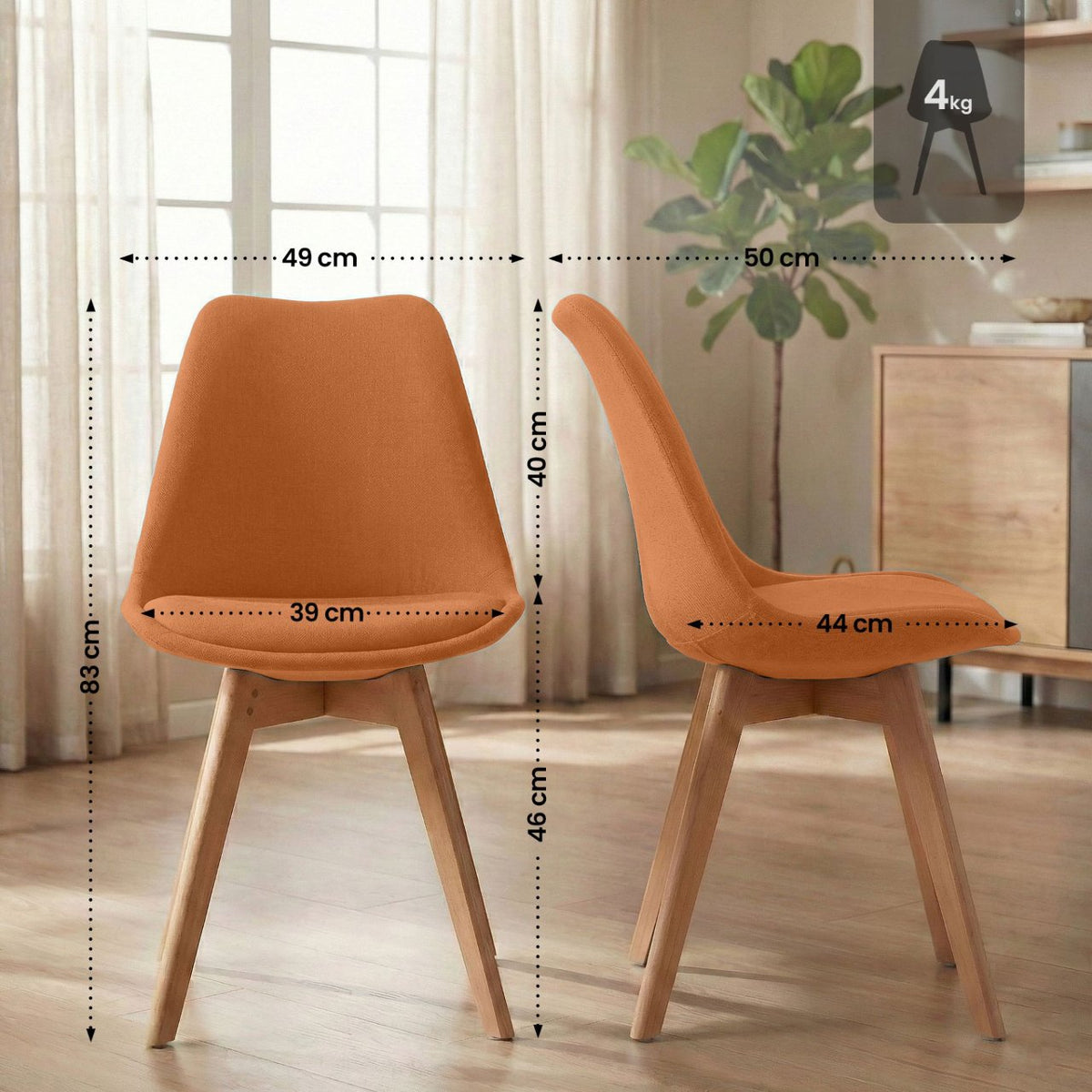 4er Set Stuhl Linares Stoff orange