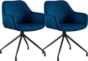 Set van 2 Eetkamerstoelen Novanis donkerblauw,Fluweel dunkelblau