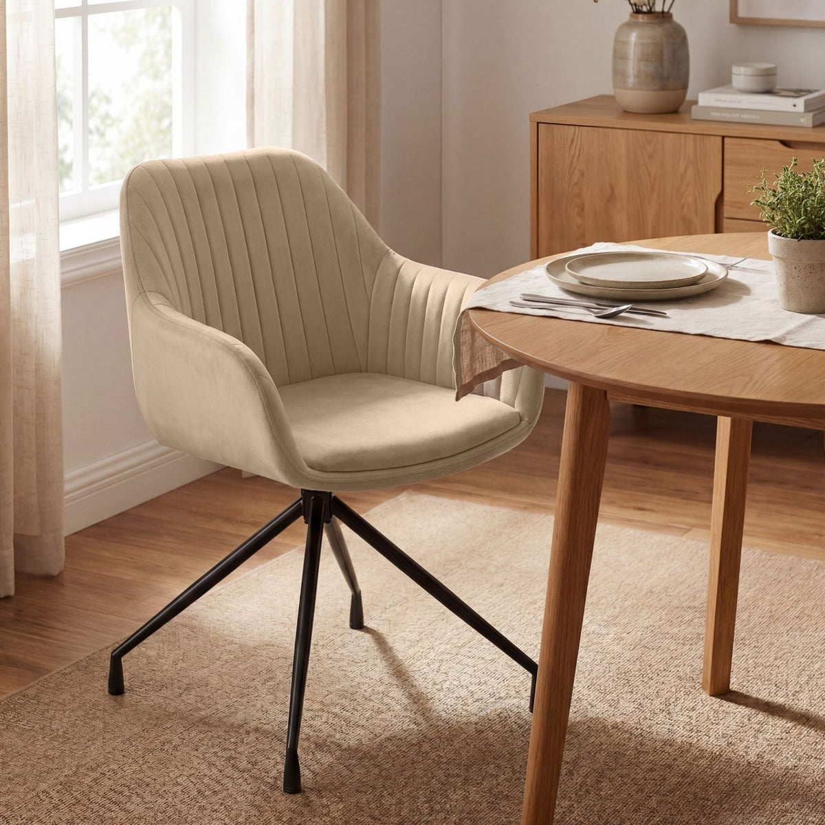 Set van 2 Eetkamerstoelen Novanis taupe,Fluweel taupe