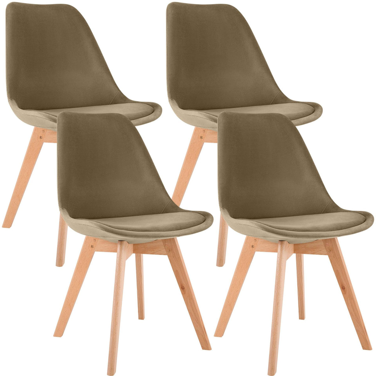 4er Set Stuhl Linares Samt braun