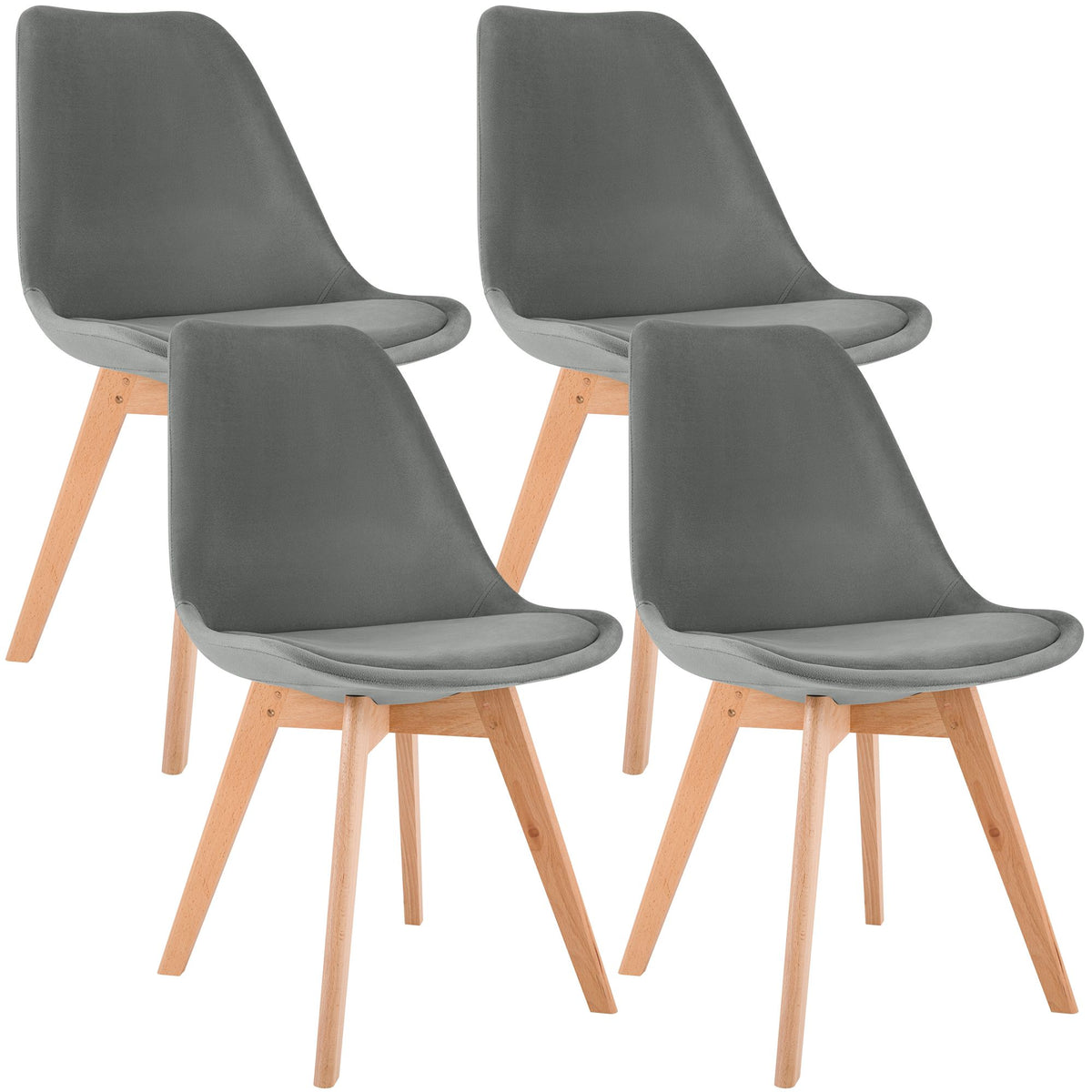 4er Set Stuhl Linares Samt grau