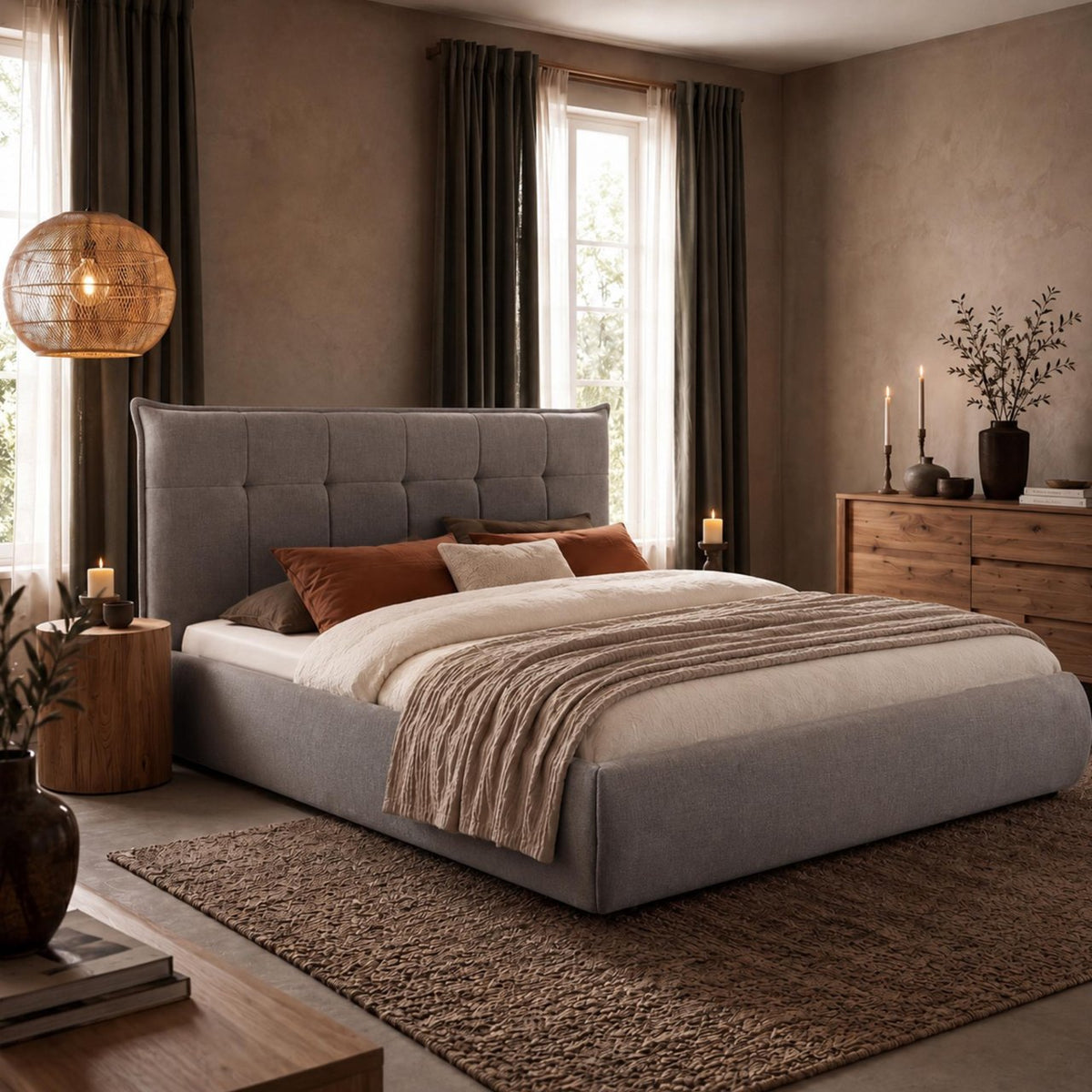 Bett Mirka 180x200 cm Stoff grau