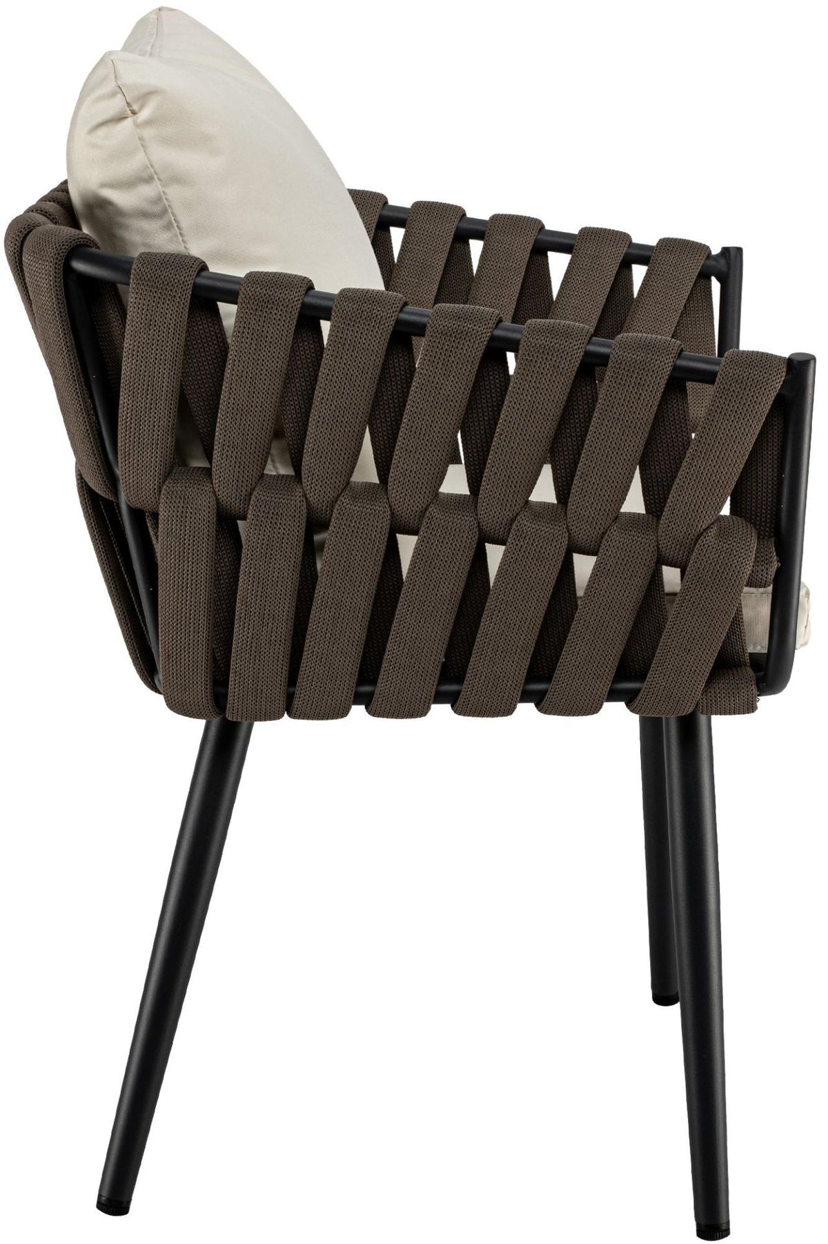 Tuinstoel Lombardia taupe met zitkussen creme creme
