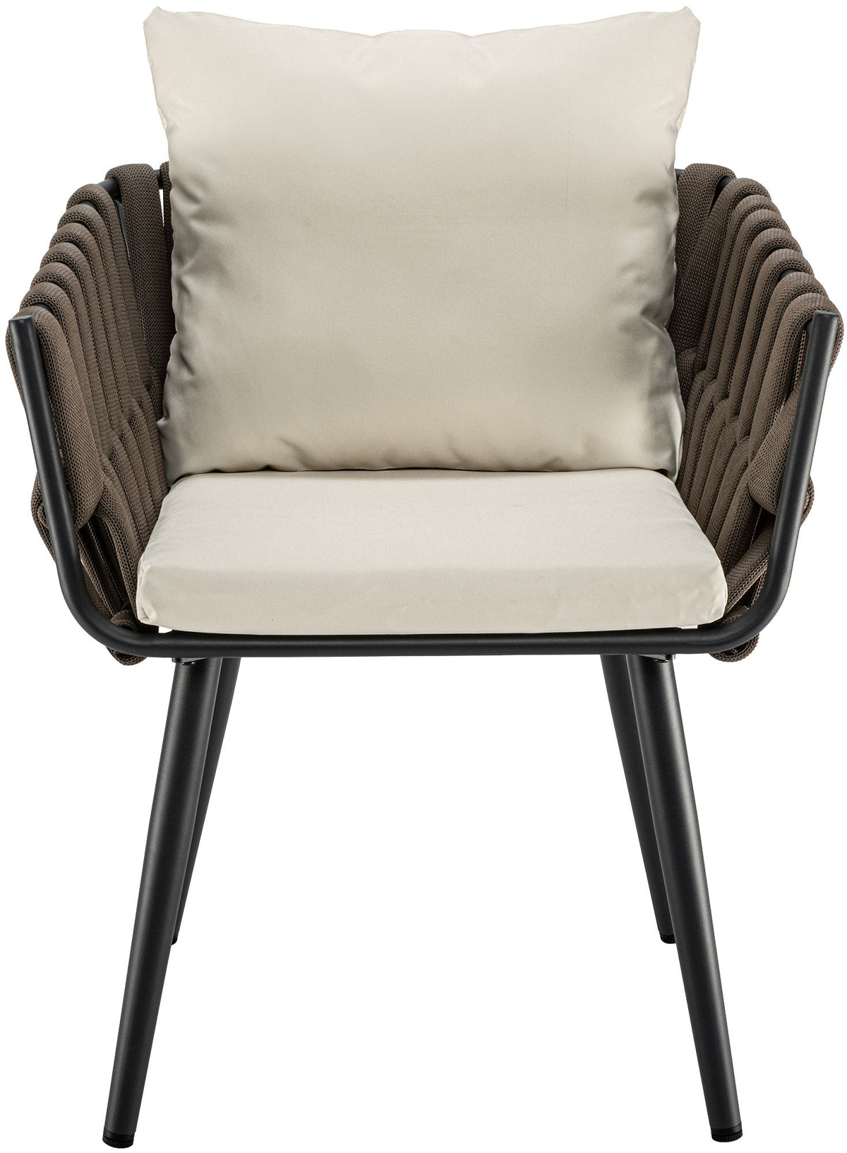 Tuinstoel Lombardia taupe met zitkussen creme creme