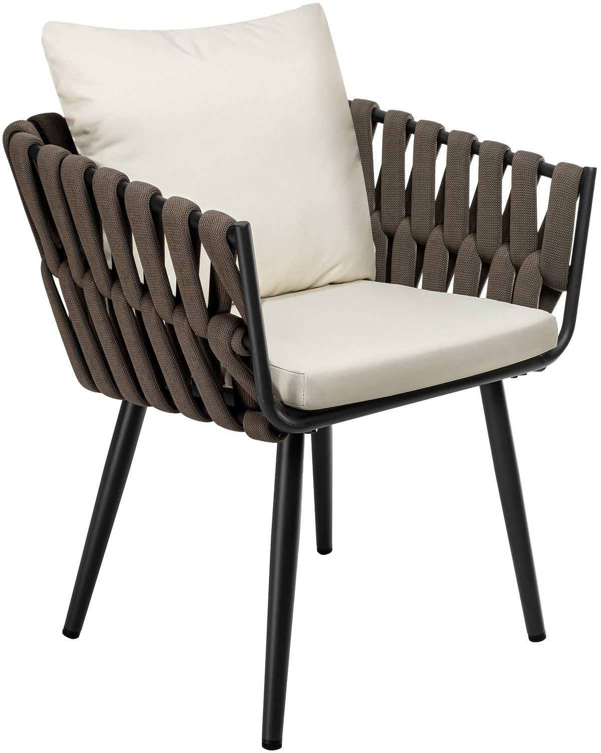 Tuinstoel Lombardia taupe met zitkussen creme creme