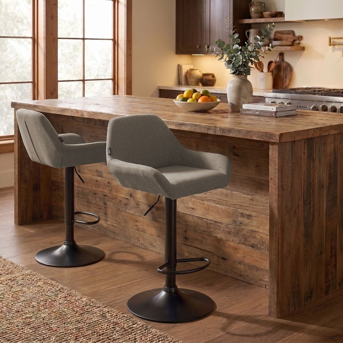 Barkruk Braga stof taupe,zwart taupe
