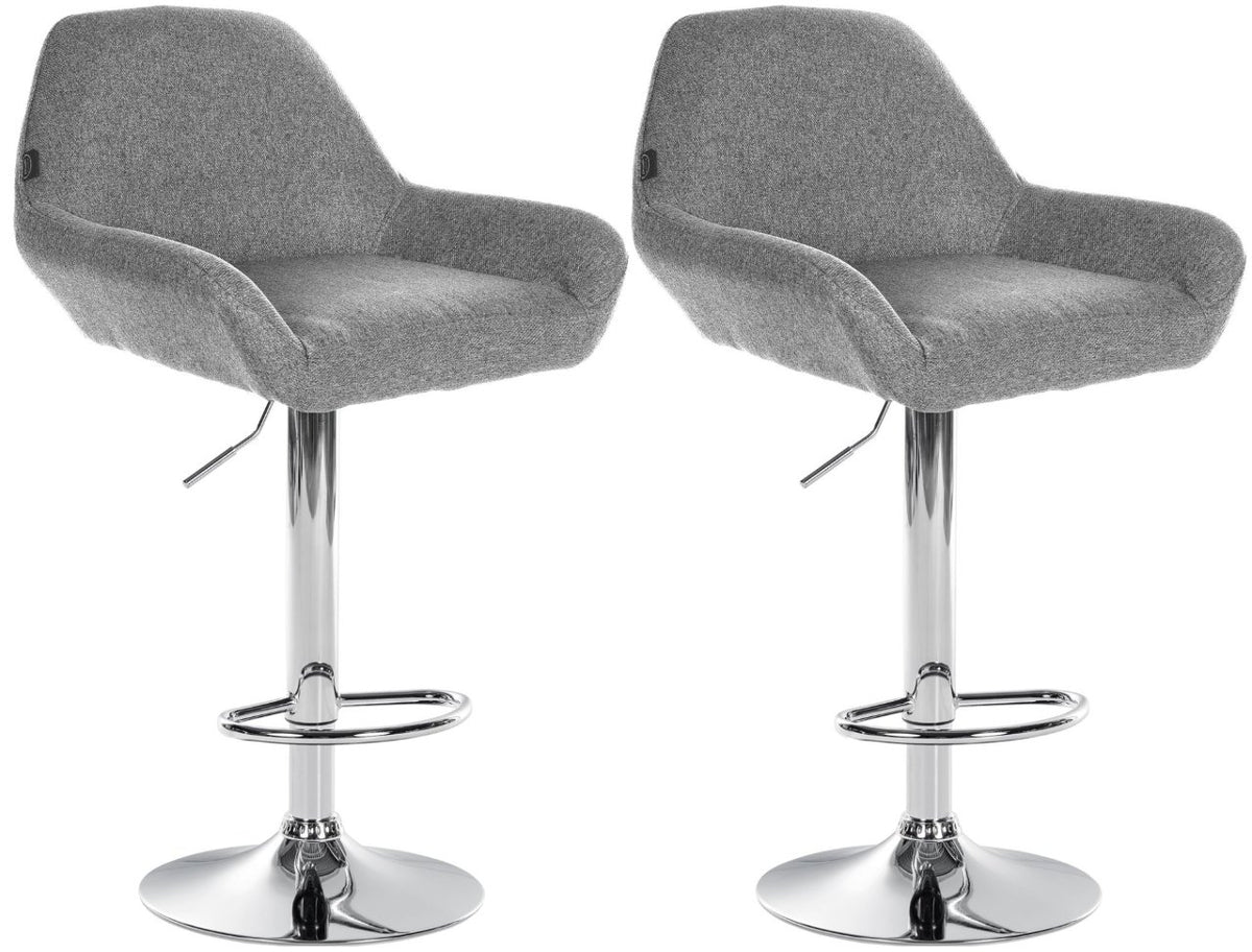 Set van 2 barkrukken Braga stof grijs,chroom grau