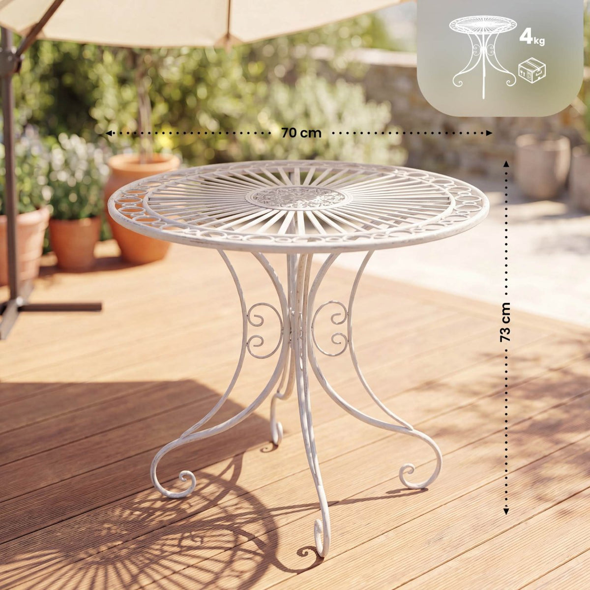 Tuintafel Hari antiek/wit antik weiß