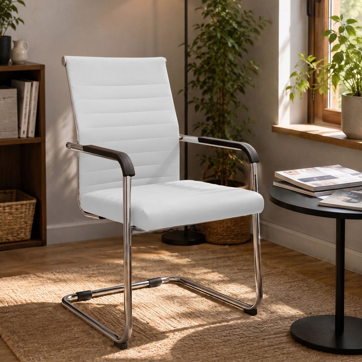 Set van 2 eetkamerstoelen Hakon lederlook wit weiß