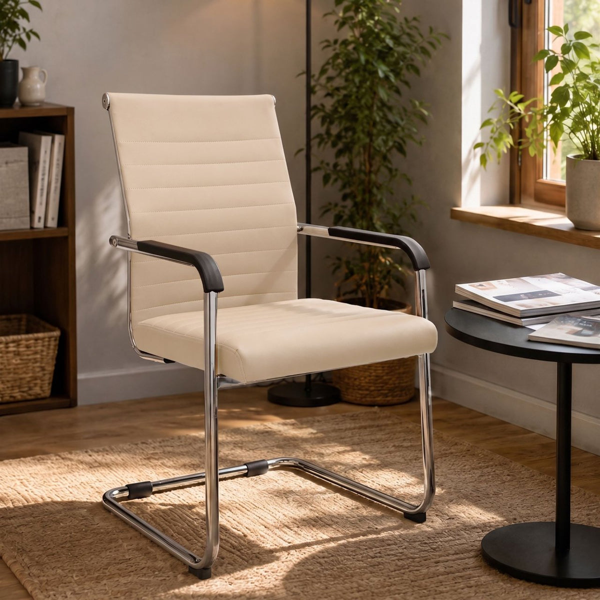 Set van 2 eetkamerstoelen Hakon lederlook creme creme