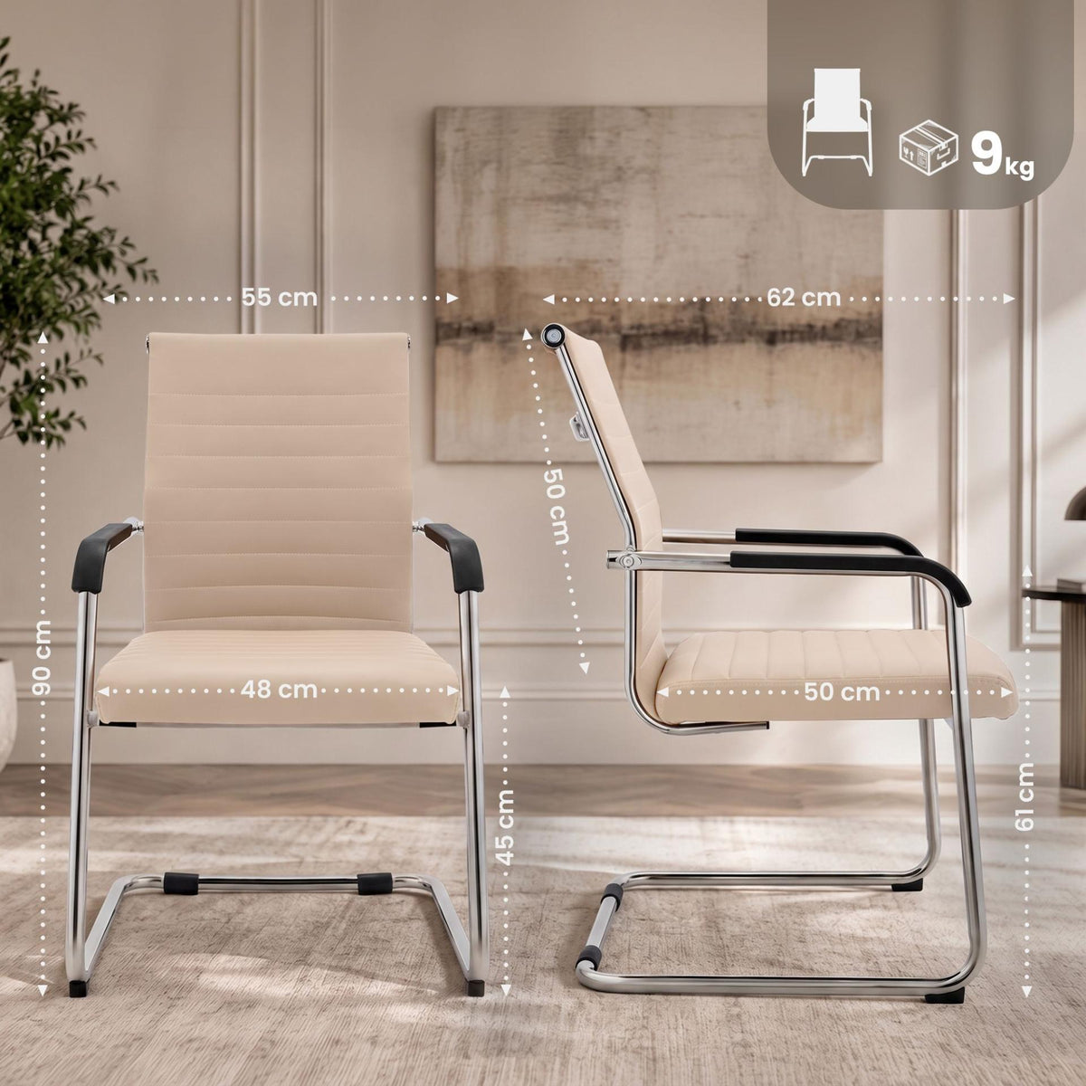 Set van 2 eetkamerstoelen Hakon lederlook creme creme