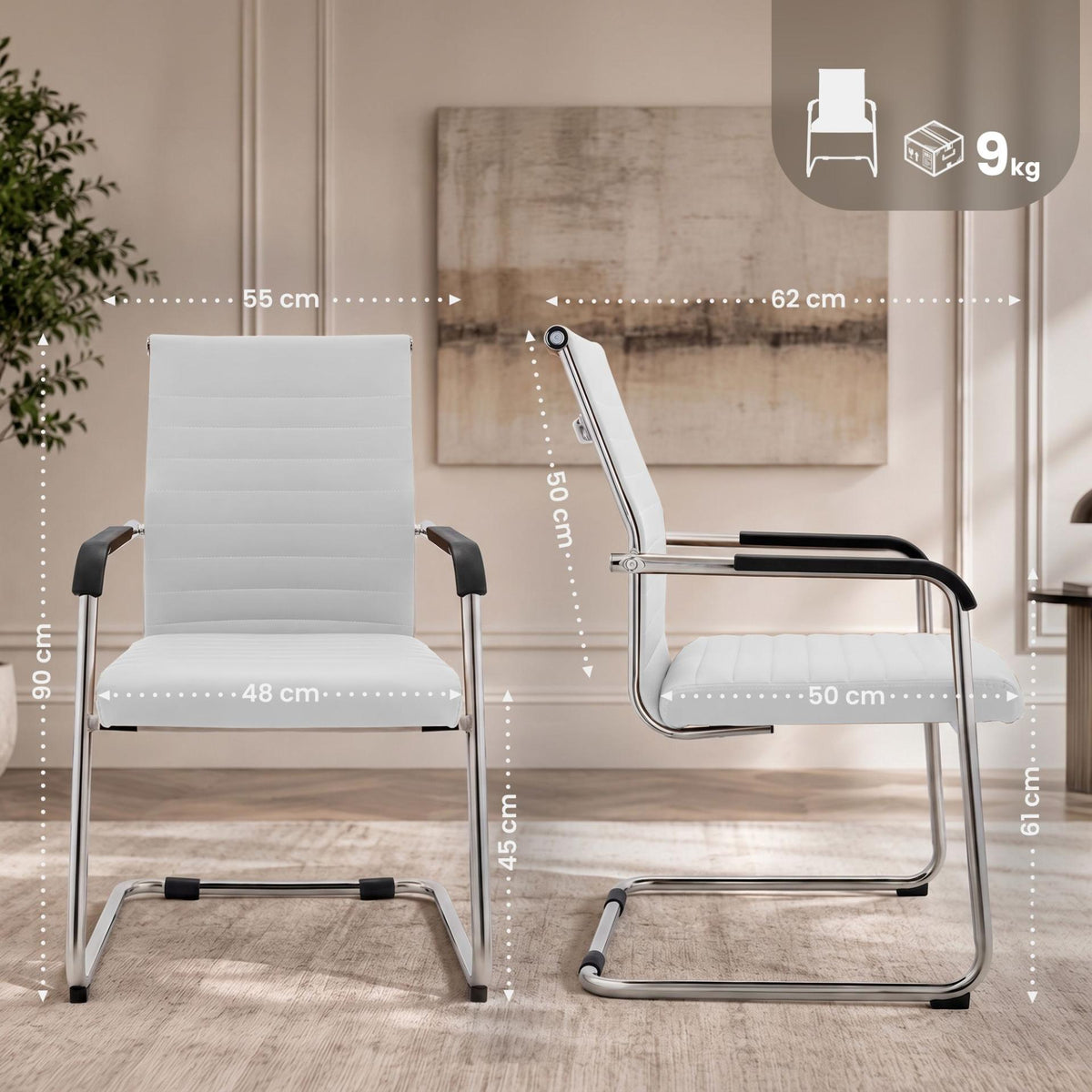Set van 2 eetkamerstoelen Hakon lederlook wit weiß