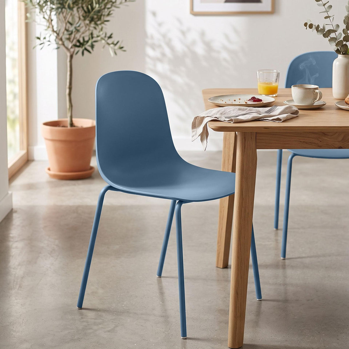 Set van 4 stapelstoelen Hardin blauw blau