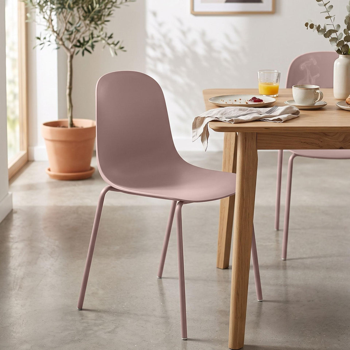 Set van 4 stapelstoelen Hardin roze pink