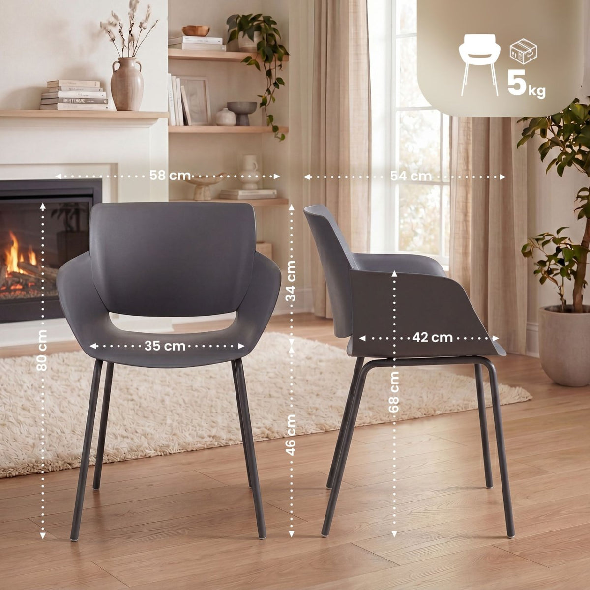 Set van 2 Tuinstoelen Alpena donkergrijs dunkelgrau