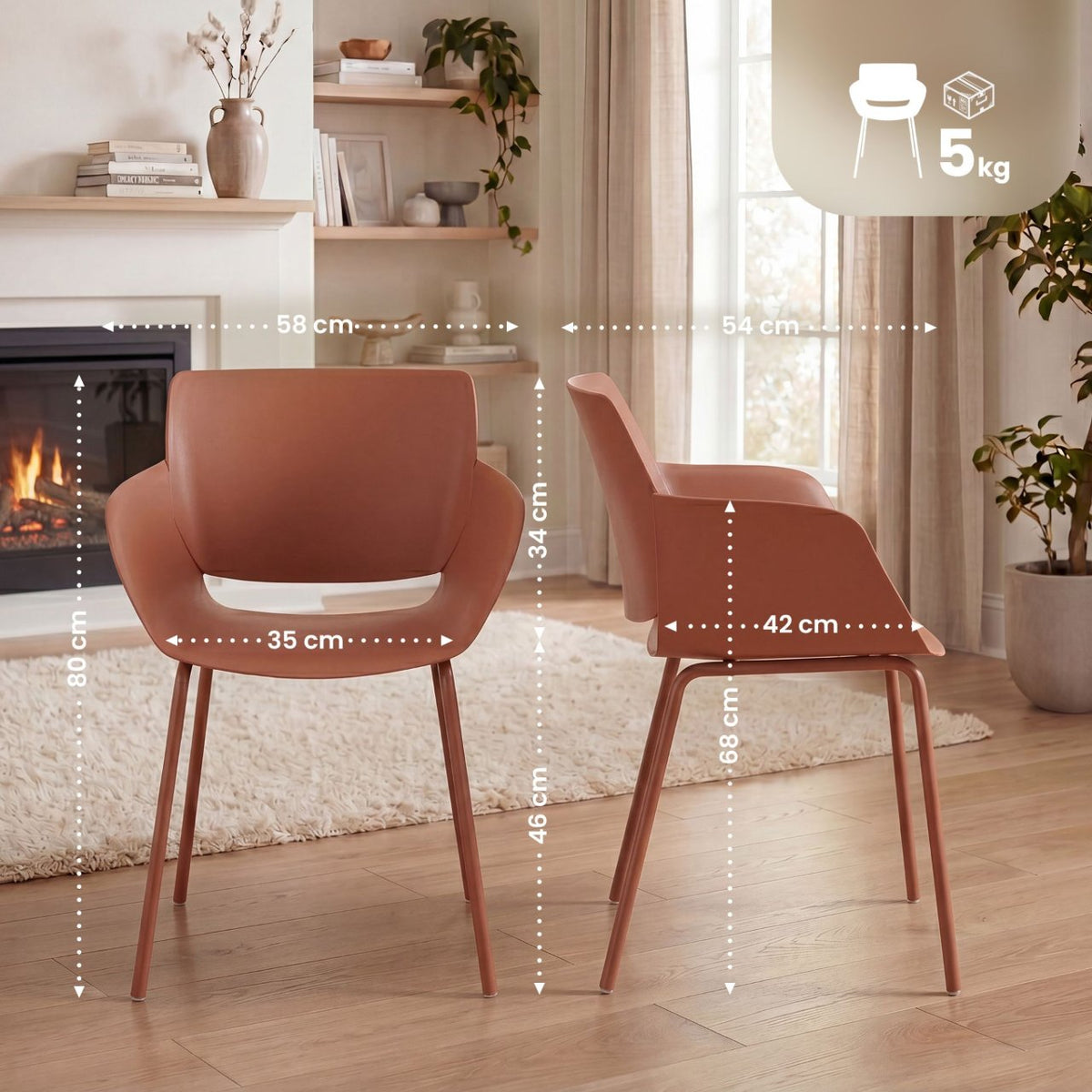 Set van 2 Tuinstoelen Alpena terracotta terracotta