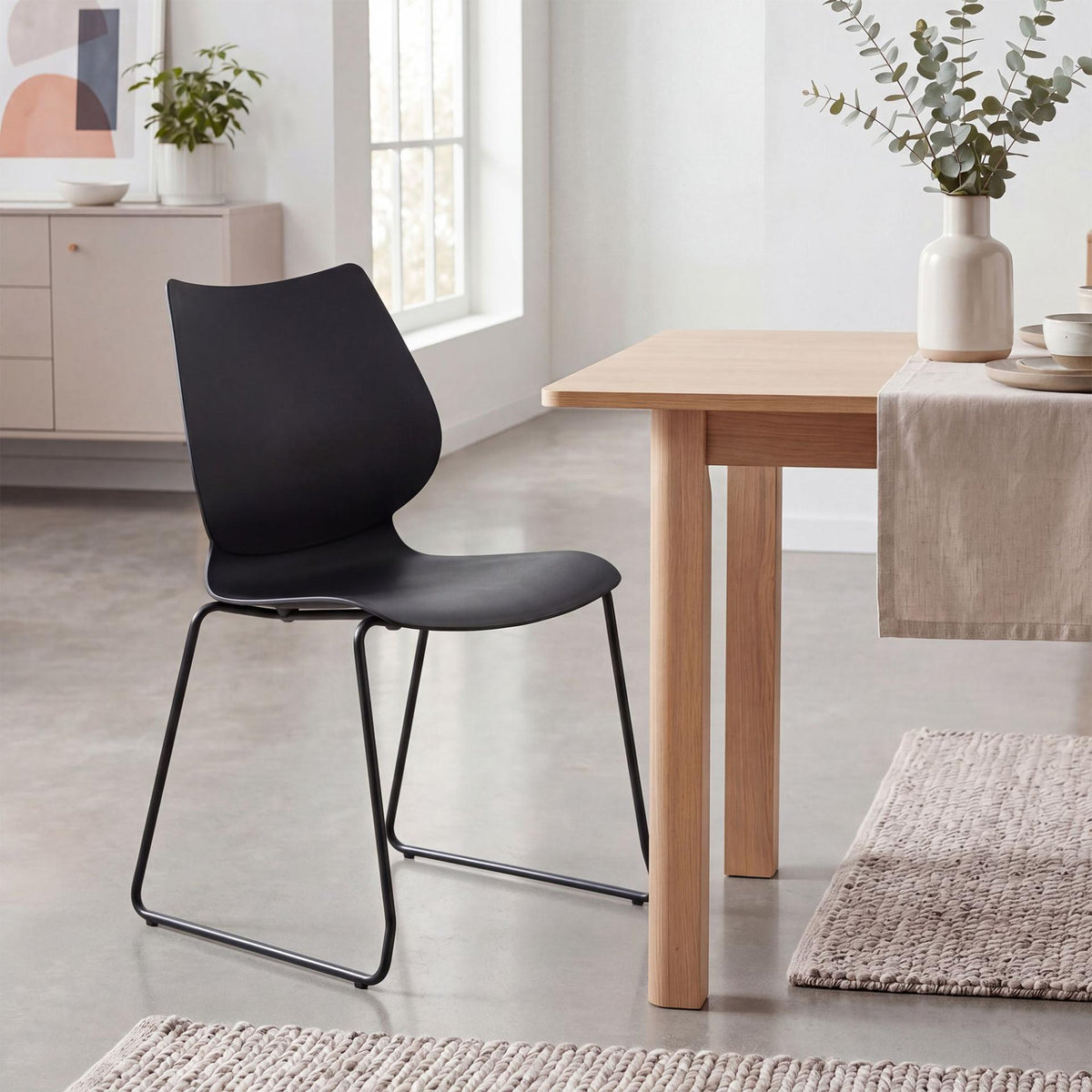 Set van 4 stapelstoelen Houma zwart schwarz