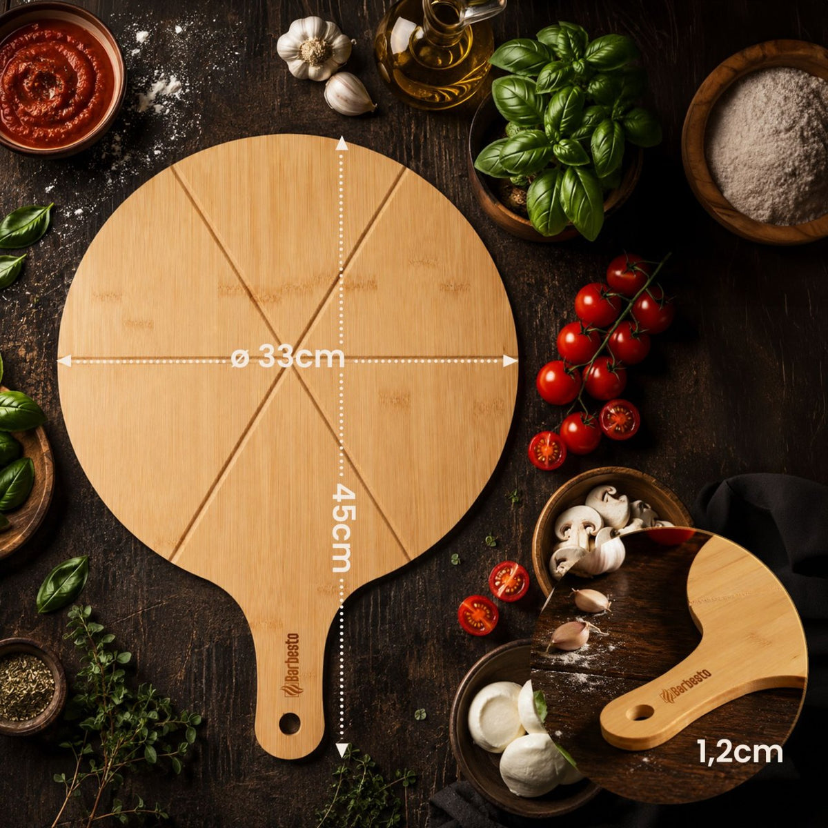6er Set Pizzabrett Todi natura