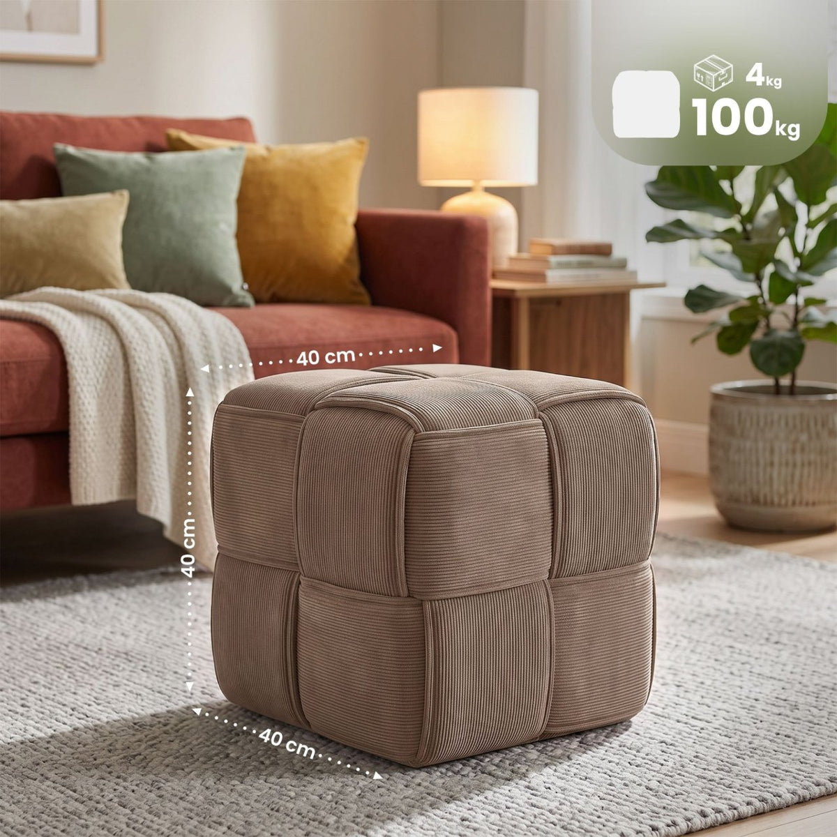 Poef Forinta Cord taupe taupe