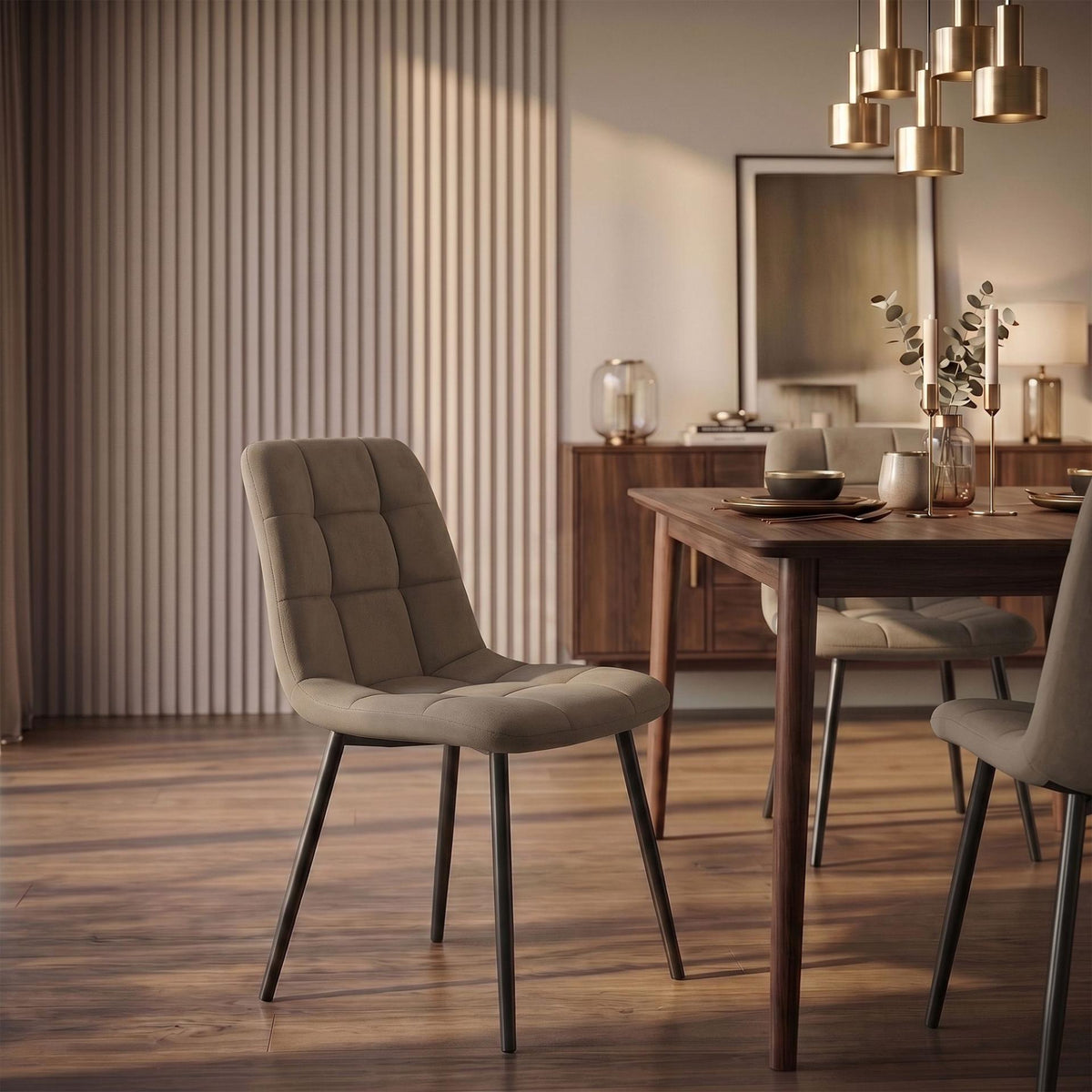 2er Set Esszimmerstuhl Tilde Samt taupe