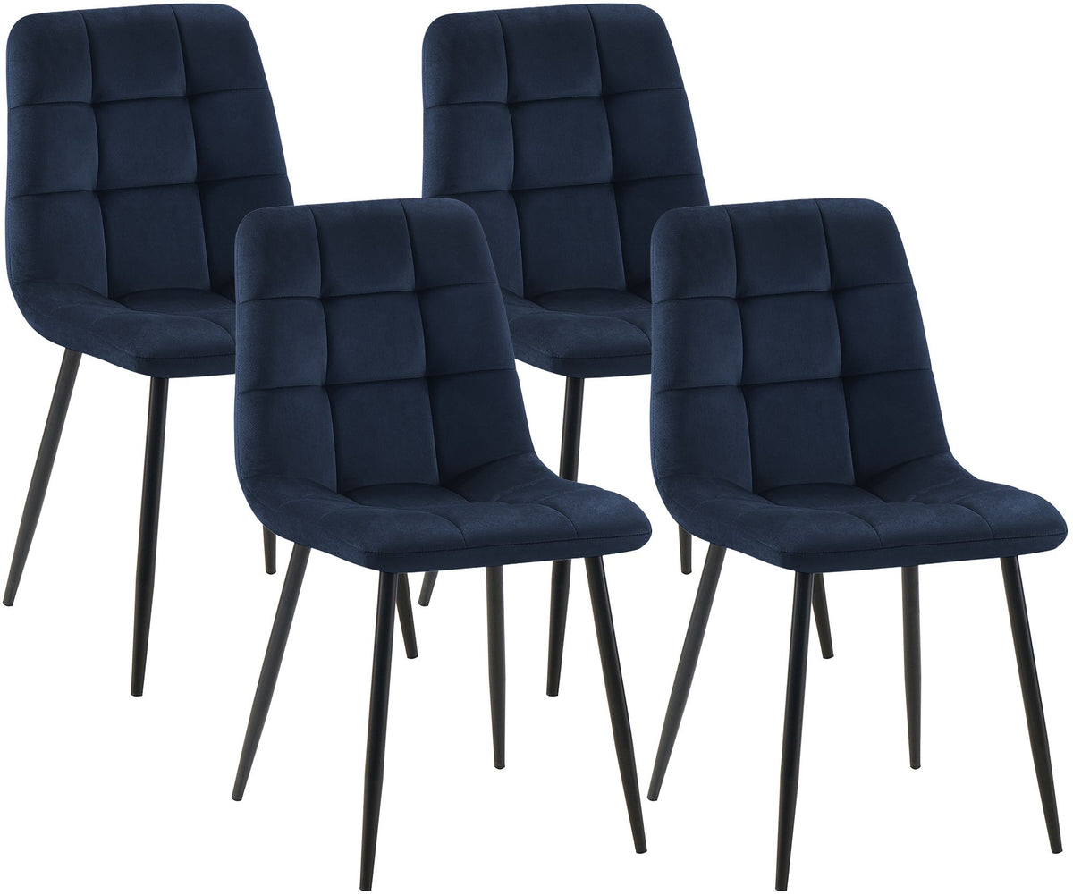 4er Set Esszimmerstuhl Tilde Samt blau
