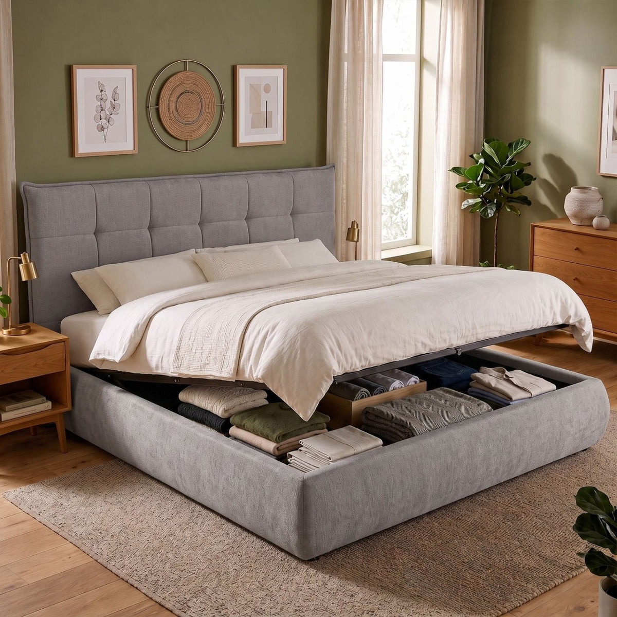 Bett Mirka 180x200 cm Stoff grau